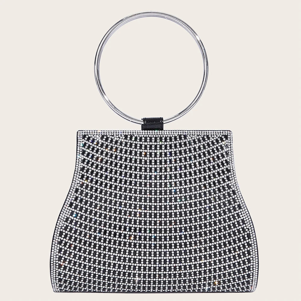 Pochette Glamour Cristaux & Anneau Doré