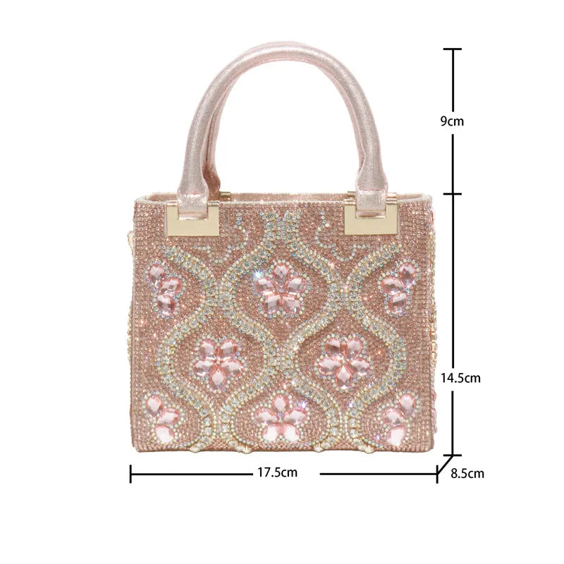 Sac Luxe Cristaux & Motifs Fleuris