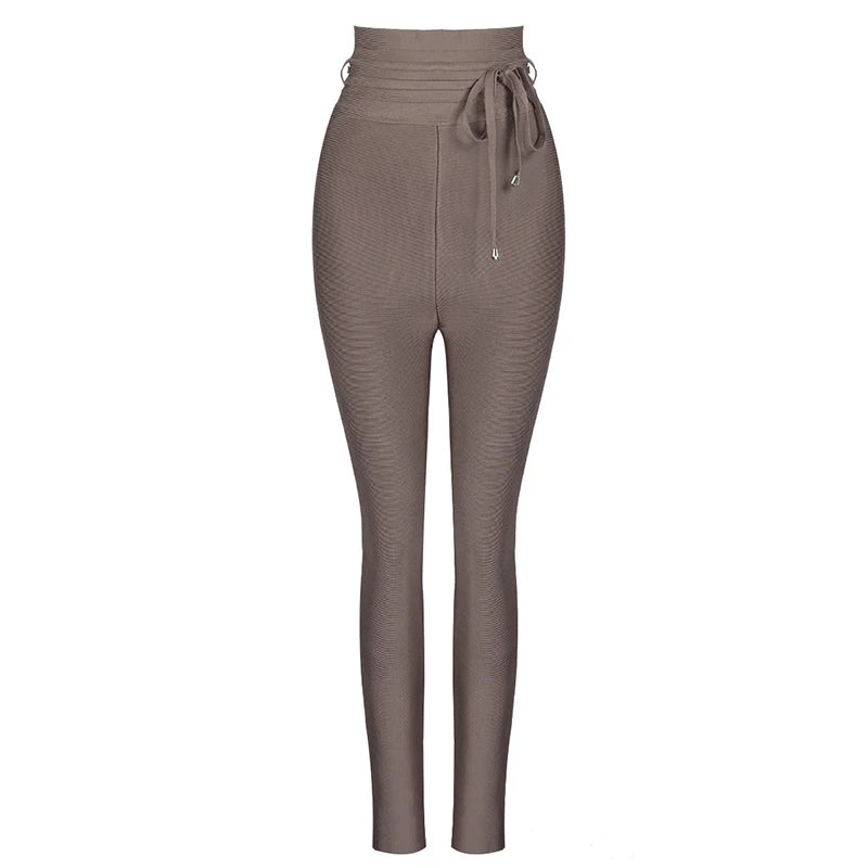 Pantalon Sculptant Taille Haute avec Ceinture