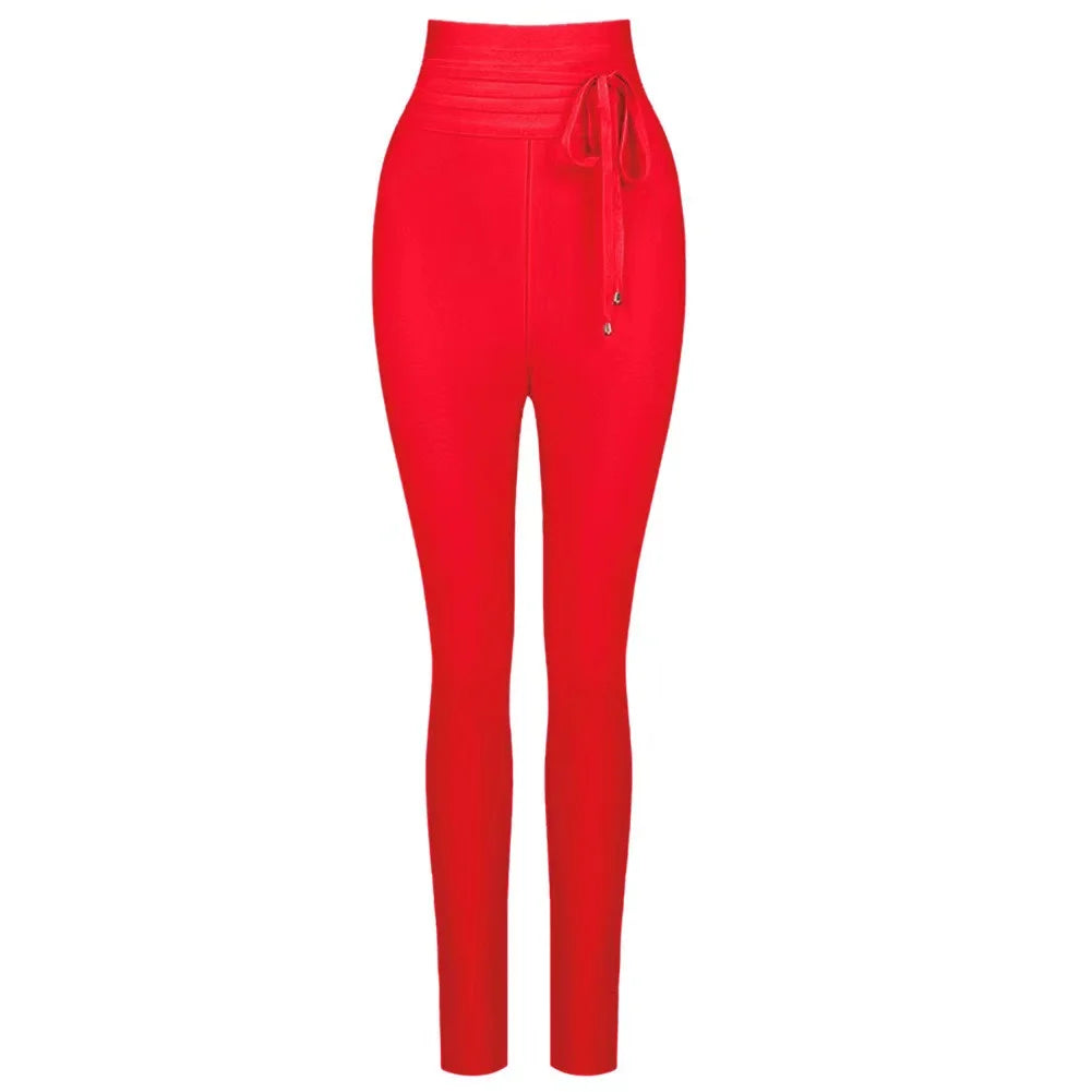Pantalon Sculptant Taille Haute avec Ceinture