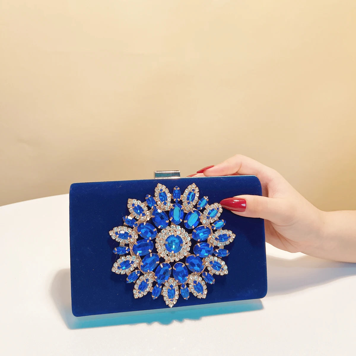 Pochette de Soirée Velours Bleu