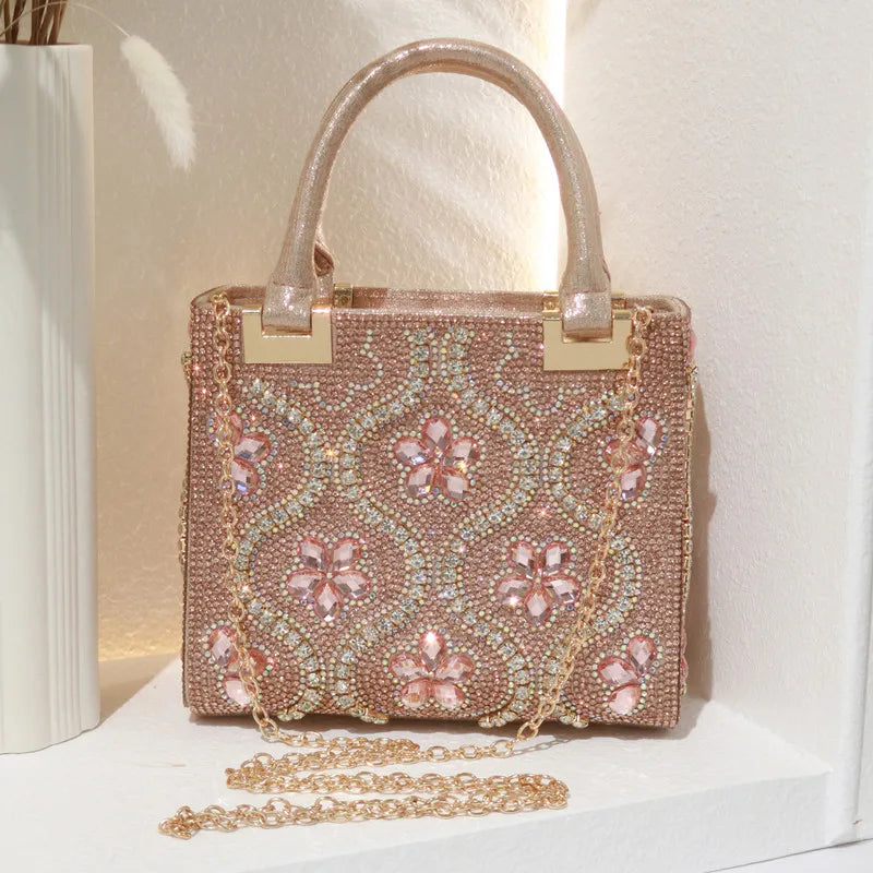 Sac Luxe Cristaux & Motifs Fleuris