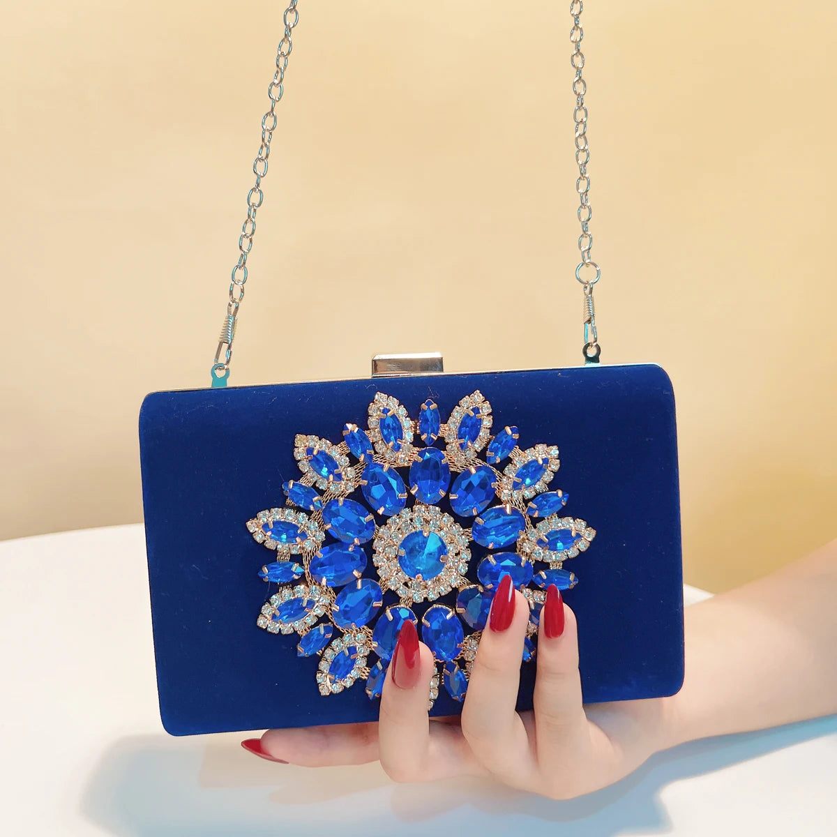 Pochette de Soirée Velours Bleu
