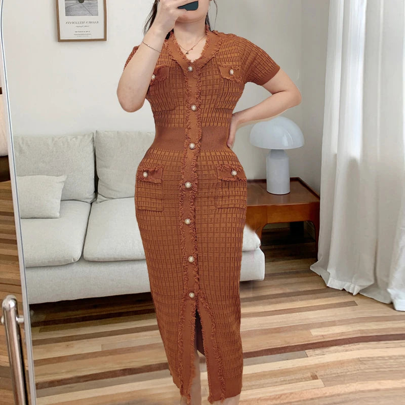 Robe Midi Chic à Boutons