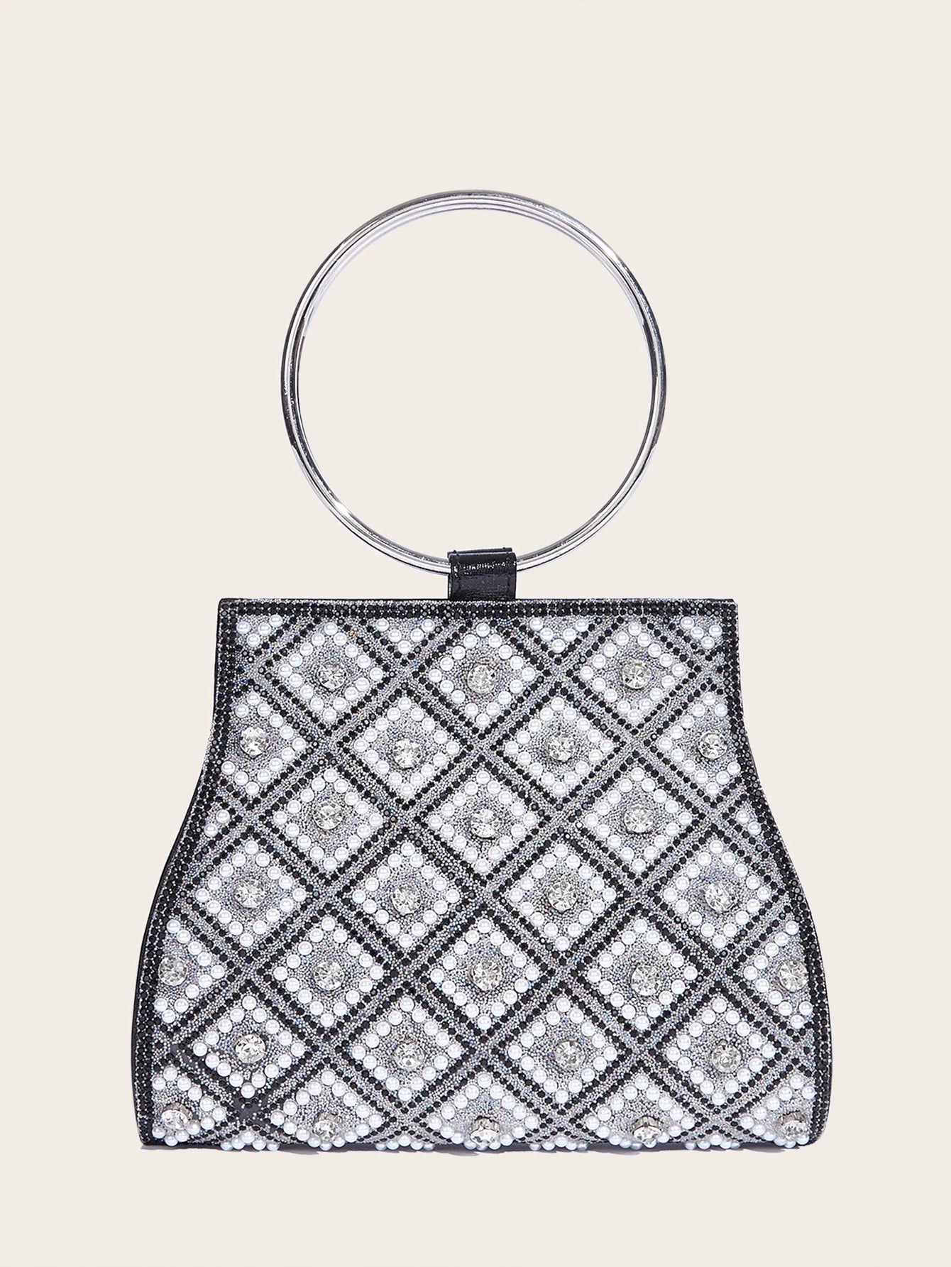 Pochette Glamour Cristaux & Anneau Doré