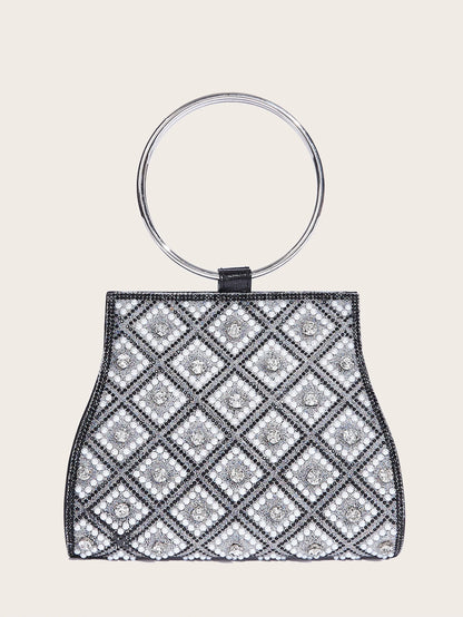 Pochette Glamour Cristaux & Anneau Doré