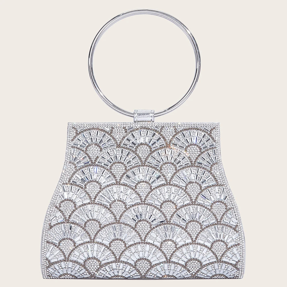 Pochette Glamour Cristaux & Anneau Doré