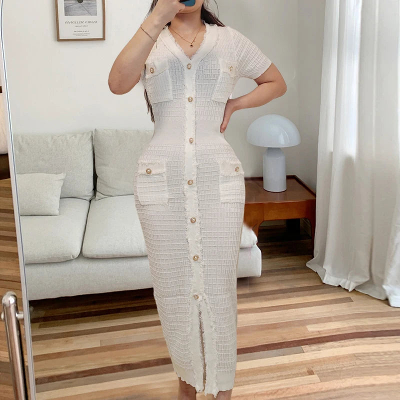 Robe Midi Chic à Boutons