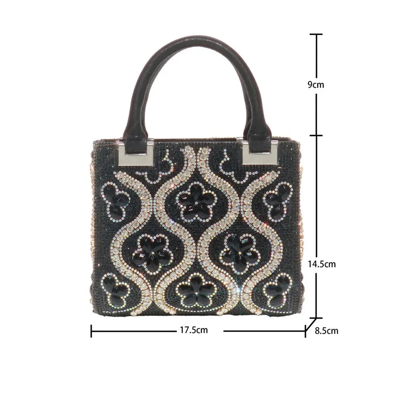 Sac Luxe Cristaux & Motifs Fleuris