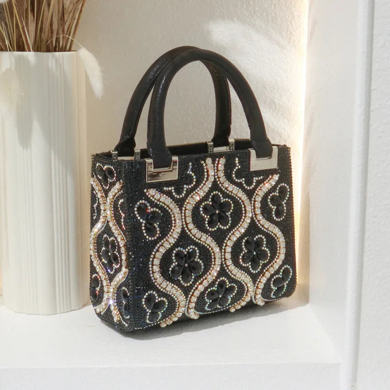 Sac Luxe Cristaux & Motifs Fleuris