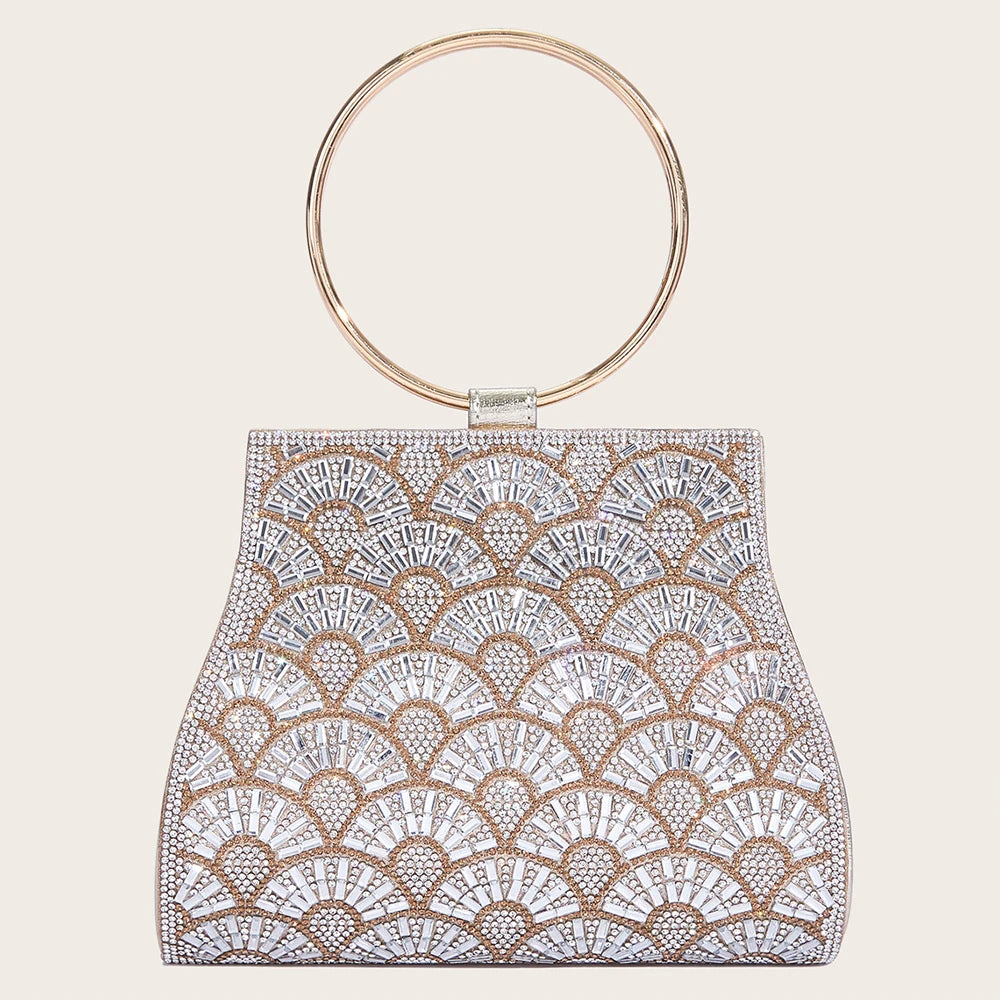 Pochette Glamour Cristaux & Anneau Doré