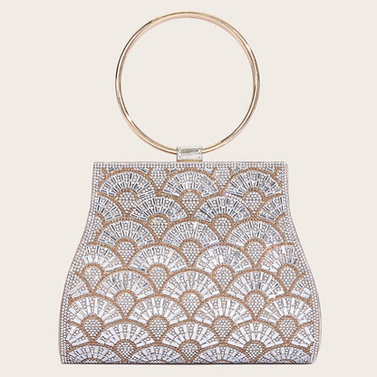 Pochette Glamour Cristaux & Anneau Doré