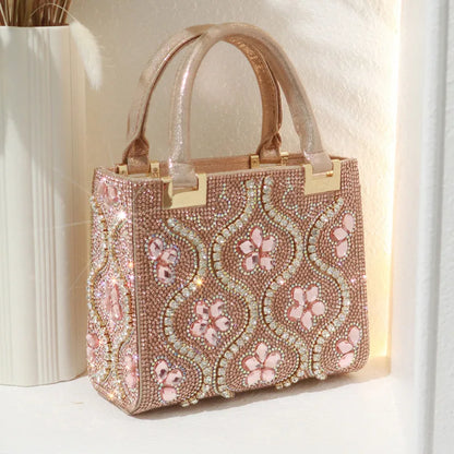 Sac Luxe Cristaux & Motifs Fleuris