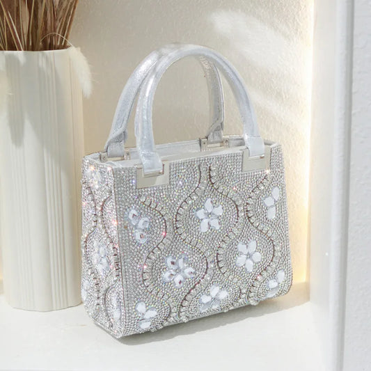 Sac Luxe Cristaux & Motifs Fleuris