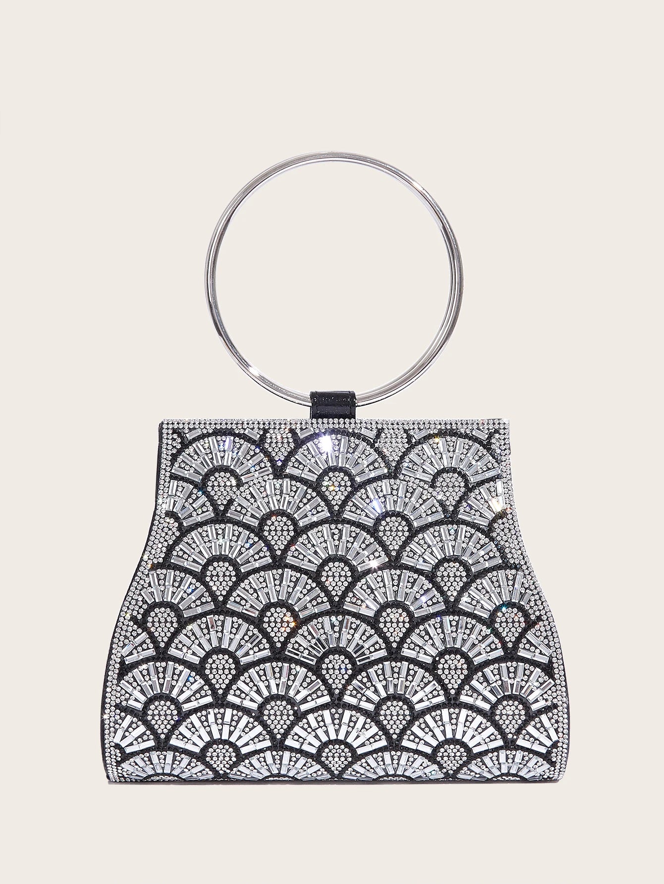 Pochette Glamour Cristaux & Anneau Doré