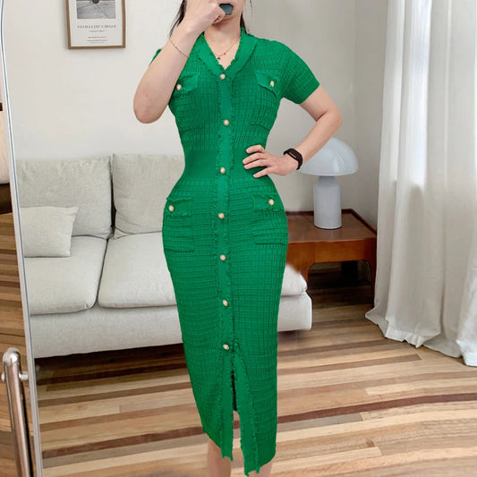 Robe Midi Chic à Boutons