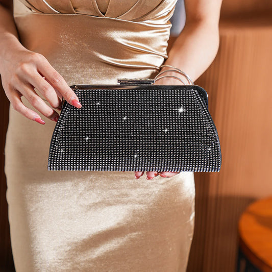 Pochette de Soirée Noire Strassée