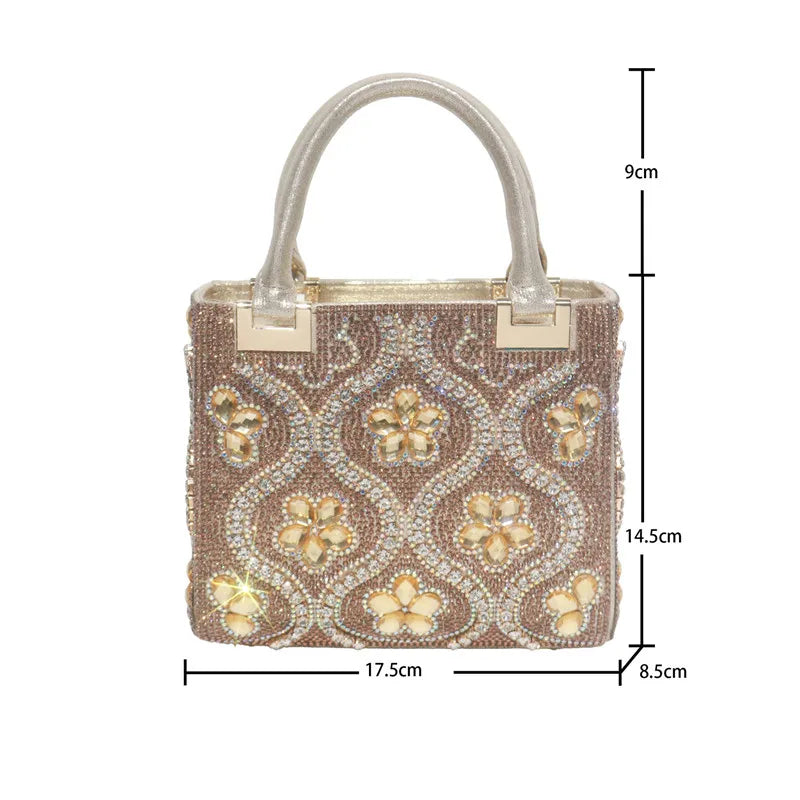 Sac Luxe Cristaux & Motifs Fleuris