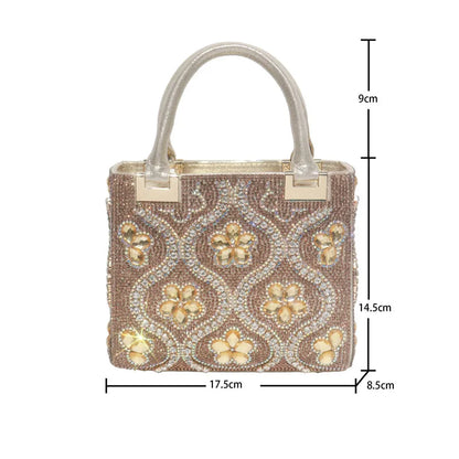 Sac Luxe Cristaux & Motifs Fleuris