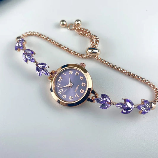 Montre Bracelet Femme Quartz Or Rose