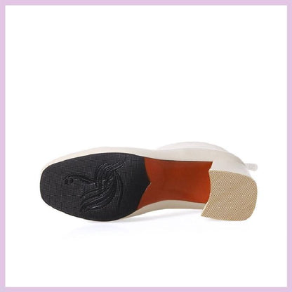 Bottines Blanches Élégantes à Talon Carré